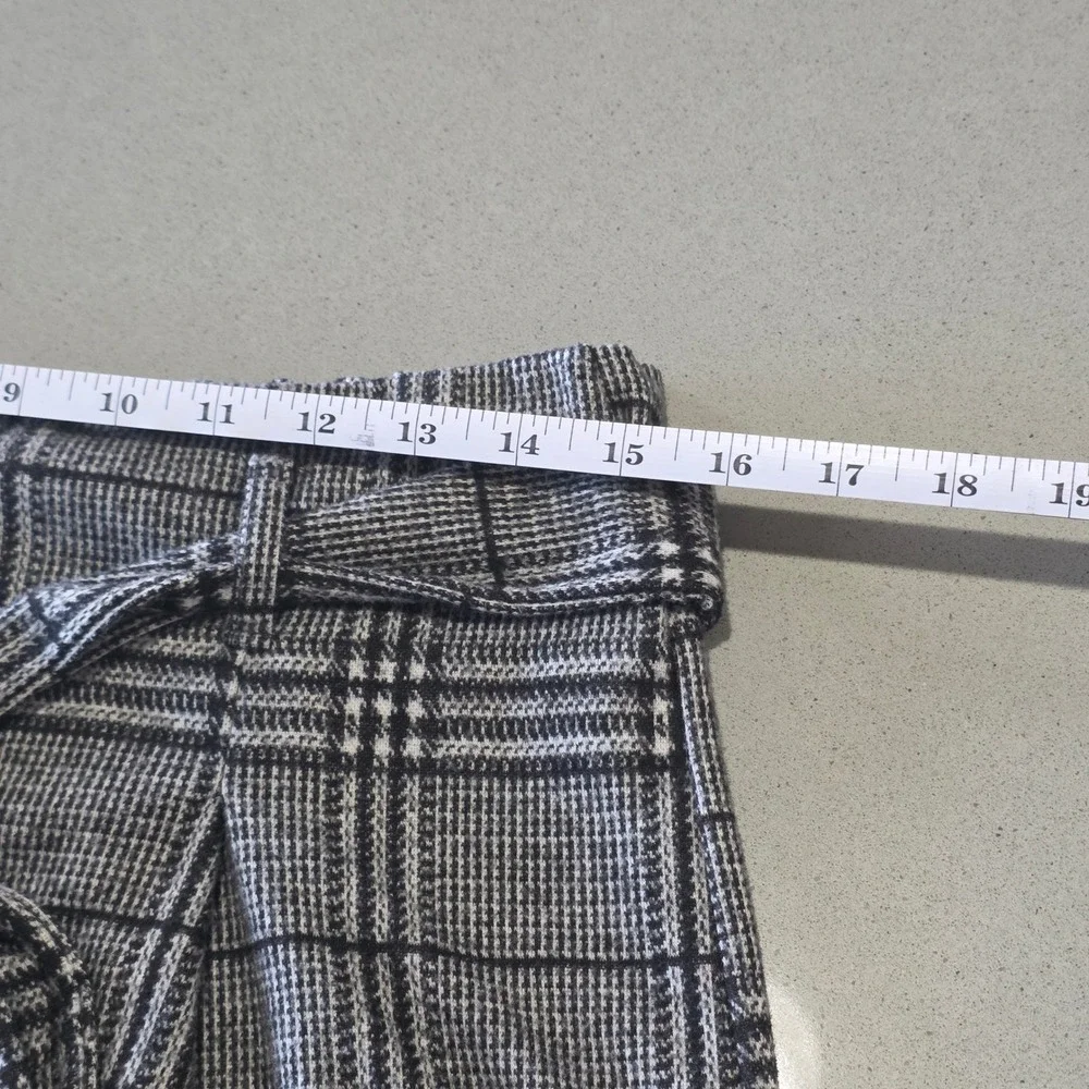 Downeast Plaid Button Front Paperbag Waist Mini Skirt Black White XL‎